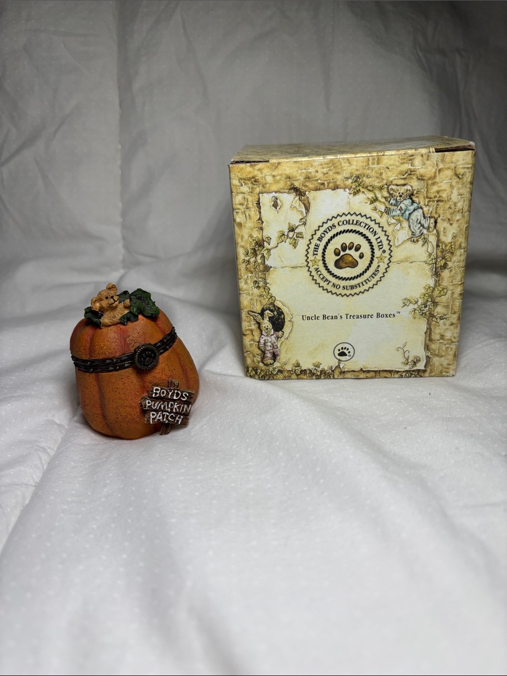 Boyds Bears Jack’s Prize Pumpkin w/Nutmeg McNibble Trinket with Tiny Mouse